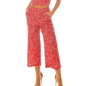 BLUE LIFE Camilla red floral wide leg crop pants xs